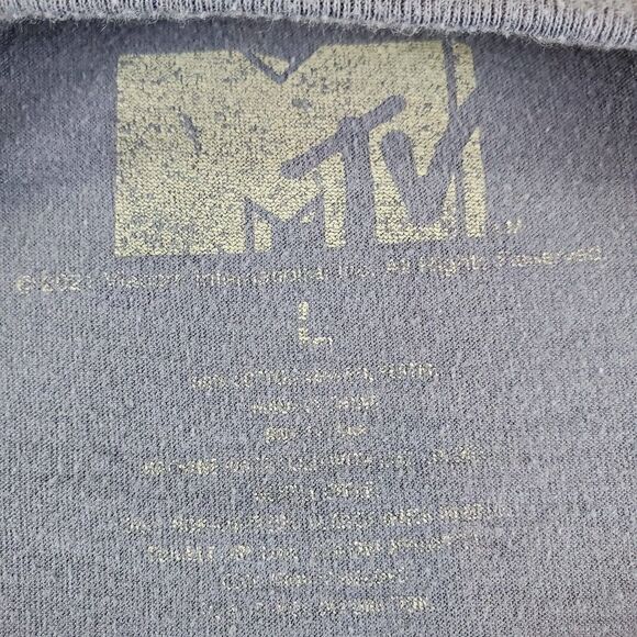 MTV Shirt Womens Large Grey Flower Print Music Television Short Sleeve Tee - Picture 4 of 8